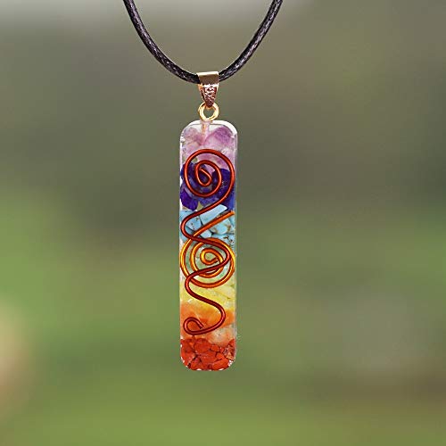 AJESLU Colgante De Energía De 7 Chakras, Collar De Orgonita, Colgante De Cristal Arcoíris, Collar De Meditación De Yoga, Joyería De Resina para Mujeres Y Hombres