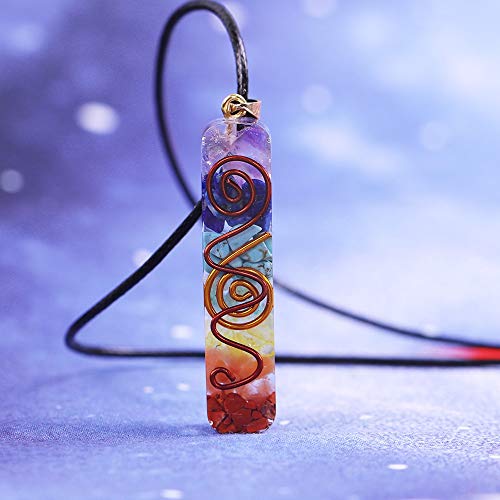 AJESLU Colgante De Energía De 7 Chakras, Collar De Orgonita, Colgante De Cristal Arcoíris, Collar De Meditación De Yoga, Joyería De Resina para Mujeres Y Hombres