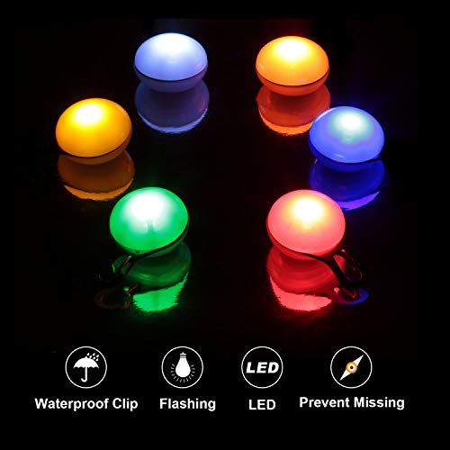 AJOXEL 6 PCS Luz para Perros LED con Collar Perro, Collar de Perro con Luz LED Collar de Seguridad LED para Perros, 3 Modos Intermitente Luces Batería Incluida con 6 Pilas de Repuesto