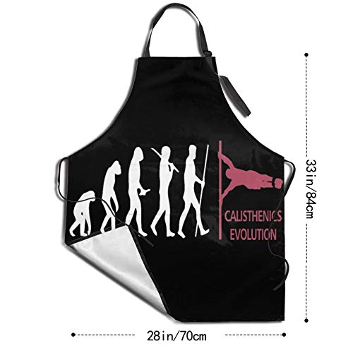 Ajustable Colgante de Cuello Personalizado Delantal Impermeable,Diseño de evolución de la bandera humana de calistenia,Babero de Cocina Vestido para Hombres Mujeres con 2 Bolsillos Centrales