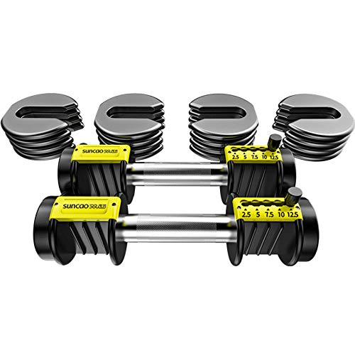 Ajustable Dumbbell Set – Tamaño Compacto y Mango Antideslizante y Giratorio – 5 Velocidades De Peso Rápido Levantamiento De Pesas Ajustable 2 Pack