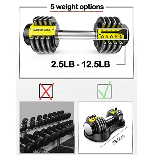 Ajustable Dumbbell Set – Tamaño Compacto y Mango Antideslizante y Giratorio – 5 Velocidades De Peso Rápido Levantamiento De Pesas Ajustable 2 Pack