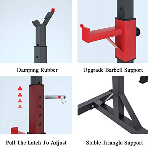 Ajustable Squat Rack Barbell Stands,Heavy Duty Estante para Sentadillas Soporte de Entrenamiento,Rack de Fuerza Gimnasio en Casa Fitness Equipo 300 kg de Carga MáXima