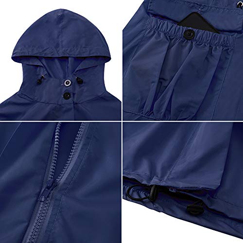 Akalnny Mujer Chaqueta Impermeables con Capucha Cuello Alto Chubasqueros Ultraligera de Manga Larga con Cremallera Azul Marino Akalnny Mujer Chaqueta Impermeables con Capucha Cuello Alto Chubasqueros Ultraligera de Manga Larga con Cremallera Azul Marino