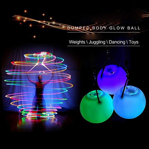 Akemaio 2 Piezas de Bolas LED POI Glow Bolas LED Glow Ball 9 Modo 7 Color POI Light Ball