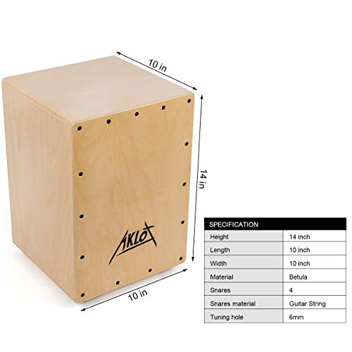 Aklot Tambor Cajón Conjunto de caja compacta de mermelada acústica Cajones de percusión con funda Para niños y adultos principiantes 25 * 25 * 36 cm
