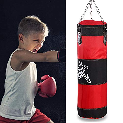 Akozon Boxeo Saco de boxeo pesado Bolsa de arena para principiantes de 12 kg Ejercicios Workout Power Bag con cadenas Guantes de protección de muñeca Guantes de mano(12KG)