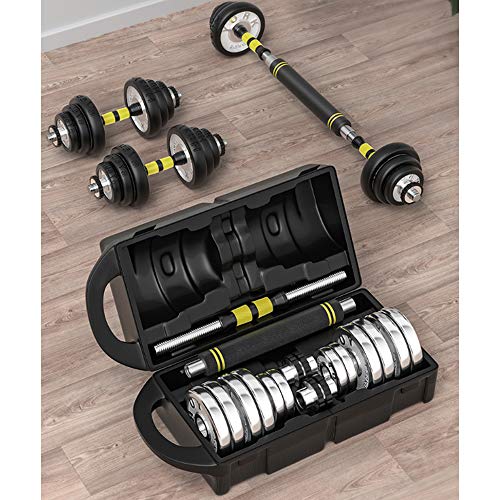 AKT Mancuerna Conjunto (1 PAR) - 15/20 / 30KG Kit Combinado de Mancuerna & Barra Peso Ajustable para Gimnasio en Casa Entrenamiento Fitness Body Building Equipment, Paquete de Maleta,2x7.5kg