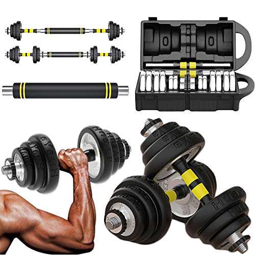 AKT Mancuerna Conjunto (1 PAR) - 15/20 / 30KG Kit Combinado de Mancuerna & Barra Peso Ajustable para Gimnasio en Casa Entrenamiento Fitness Body Building Equipment, Paquete de Maleta,2x7.5kg