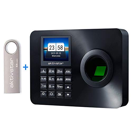 Aktivstar Maquina Asistencia Empleados de Fichar Huella Dactilar con Sistema Española, Pantalla LCD Memoria Flash de 8GB Relojes Relojes para Fichar con Capacidad de 3000 Huellas Dactilares Aktivstar Maquina Asistencia Empleados de Fichar Huella Dactilar con Sistema Española, Pantalla LCD Memoria Flash de 8GB Relojes Relojes para Fichar con Capacidad de 3000 Huellas Dactilares