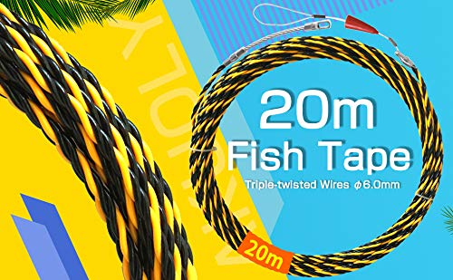 Akuoly Guia Pasacables Alambre Retráctil en Espiral de 20M, de Poliéster Trenzado de 3 Capas Diámetro 6.0mm, con Muelle de Guía, ideal para Colocación de Cables Akuoly Guia Pasacables Alambre Retráctil en Espiral de 20M, de Poliéster Trenzado de 3 Capas Diámetro 6.0mm, con Muelle de Guía, ideal para Colocación de Cables