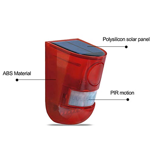 Alarma de seguridad solar IP65 resistente al agua con sensor de movimiento LED y luz intermitente, 110 dB, sirena fuerte, sistema de alarma de seguridad para el hogar
