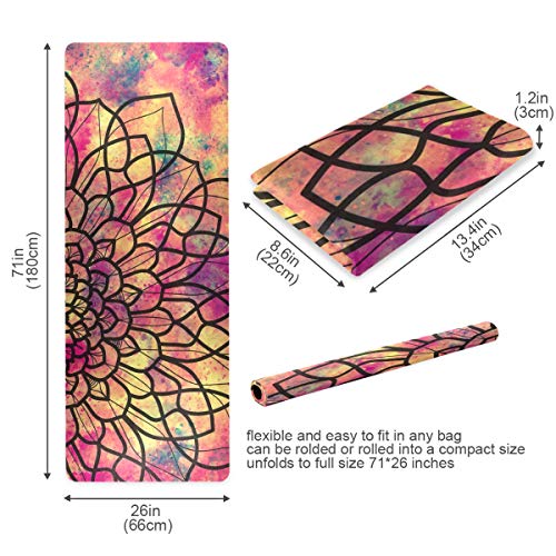 ALAZA Esterilla de yoga abstracta con diseño de mandala, geométrica antigua, antideslizante, gruesa, de goma, ecológica, para niños, para el hogar, plegable, para hacer ejercicio ALAZA Esterilla de yoga abstracta con diseño de mandala, geométrica antigua, antideslizante, gruesa, de goma, ecológica, para niños, para el hogar, plegable, para hacer ejercicio