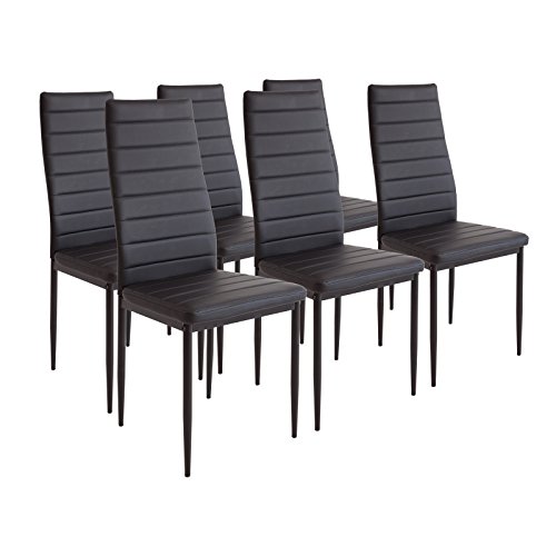 Albatros 2698 Milano Set de 6 sillas de Comedor, Negro