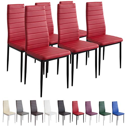 Albatros 2709 Milano Set de 6 sillas de Comedor, Rojo Albatros 2709 Milano Set de 6 sillas de Comedor, Rojo