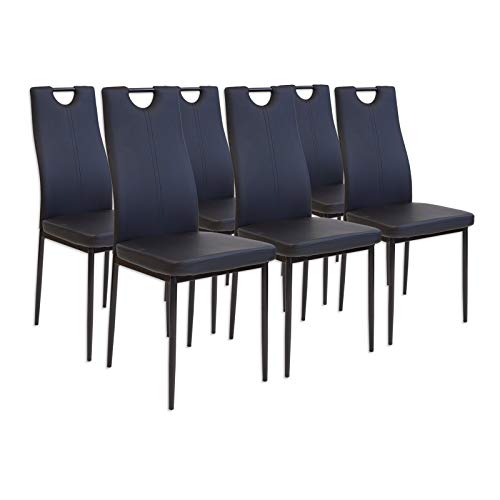 Albatros 2914 Salerno Set de 6 sillas de Comedor, Negro