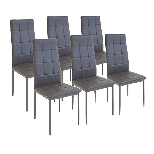 Albatros Silla de Comedor Rimini, Set de 6, Gris, SGS Probado