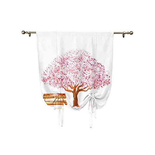 Albert Lindsay Backdrop Nature Decor - Cortina romana con diseño de árbol de cerezo en el parque con banco de madera, diseño floral, 94 x 107 cm, para ventana de baño, color marrón Albert Lindsay Backdrop Nature Decor - Cortina romana con diseño de árbol de cerezo en el parque con banco de madera, diseño floral, 94 x 107 cm, para ventana de baño, color marrón