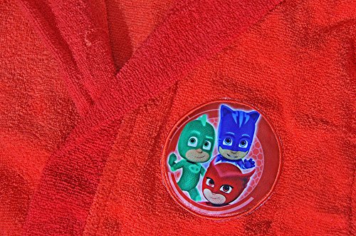 Albornoz con capucha Original de PJ Masks, para 2, 3, 4, 5, 6 y 7 años, 100 % Microrrizo de algodón puro, para niño y niña ANNI 2/3 rojo