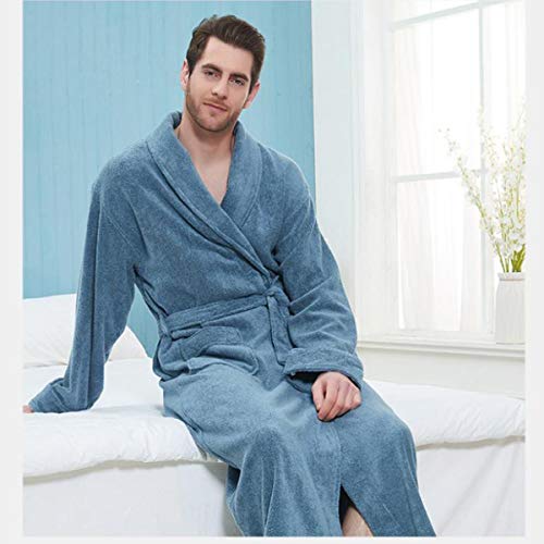 Albornoz Hombre Pijama Manga Larga con Cuello En V Toallas De Algodón Espesado Camisón Ropa De Dormir Talla Grande Bata De Mañana Servicio A Domicilio M, L, XL, XXL,Azul,XL Albornoz Hombre Pijama Manga Larga con Cuello En V Toallas De Algodón Espesado Camisón Ropa De Dormir Talla Grande Bata De Mañana Servicio A Domicilio M, L, XL, XXL,Azul,XL
