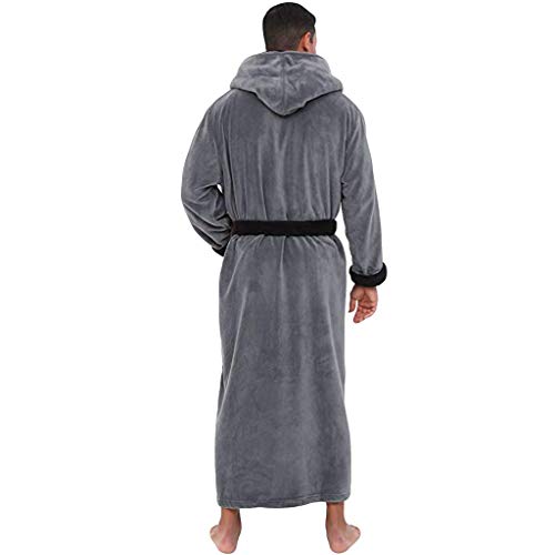 Albornoz Larga de Felpa Invierno para Hombre Tallas Grandes Liquidación Ropa para el Hogar de Manga Larga Bata de Casa de Baño Cómodo Abrigo Yvelands(Gris,XXXXL)