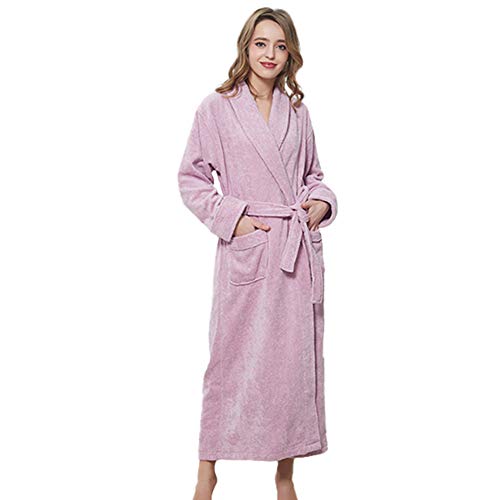 Albornoz Mujer Pijama Manga Larga con Cuello En V Toallas De Algodón Espesado Camisón Ropa De Dormir Talla Grande Bata De Mañana Servicio A Domicilio M, L, XL, XXL,Púrpura,XXL