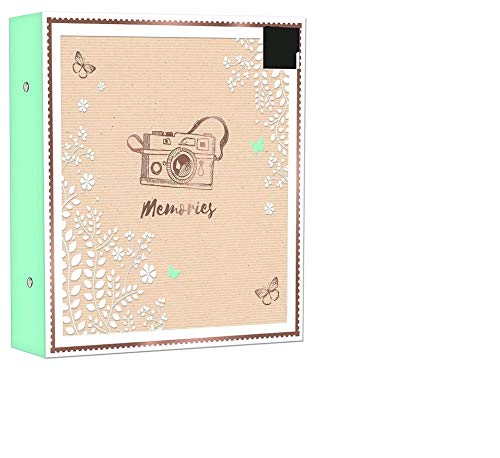 Álbum de fotos con capacidad de 500 fotos de 10 x 15 cm, tamaño grande, diseñado con bonitas hojas de color dorado, con adhesivos descriptivos despegables Álbum de fotos con capacidad de 500 fotos de 10 x 15 cm, tamaño grande, diseñado con bonitas hojas de color dorado, con adhesivos descriptivos despegables