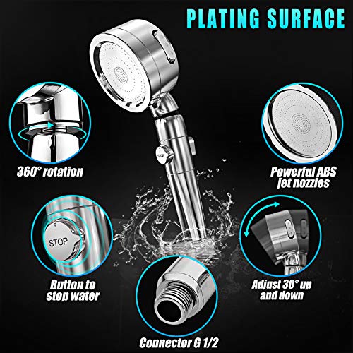Alcachofa Ducha, Cabezal de Ducha Botón de Parada Agua, Ducha de Mano Alta Presión Universal Extraíble Rotación de 360 °, Ajustar la Presión del Agua y Material Antioxidante Alcachofa Ducha, Cabezal de Ducha Botón de Parada Agua, Ducha de Mano Alta Presión Universal Extraíble Rotación de 360 °, Ajustar la Presión del Agua y Material Antioxidante
