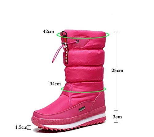 Alebaba - Botas de nieve para mujer al aire libre, informales, de felpa, gruesas, impermeables, antideslizantes, para el muslo, zapatos de invierno, color Negro, talla 37 EU