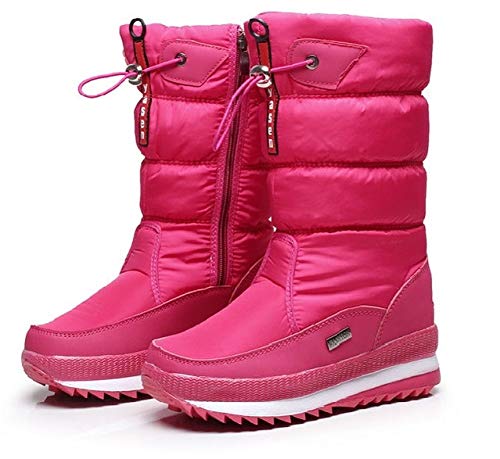 Alebaba - Botas de nieve para mujer al aire libre, informales, de felpa, gruesas, impermeables, antideslizantes, para el muslo, zapatos de invierno, color Negro, talla 37 EU