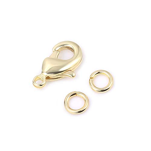 ALEXCRAFT - Paquete de venta al por mayor, chapado en oro, 50 unidades de 9 mm y 100 piezas de anillos de flexión abiertos de 4 mm para la fabricación y búsqueda de joyas ALEXCRAFT - Paquete de venta al por mayor, chapado en oro, 50 unidades de 9 mm y 100 piezas de anillos de flexión abiertos de 4 mm para la fabricación y búsqueda de joyas