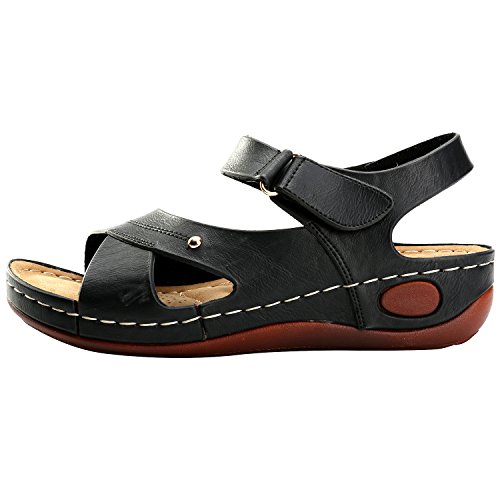 Alexis Leroy Sandalias Abiertas con Plantilla Acolchada para Mujer Negro 40 EU / 7 UK Alexis Leroy Sandalias Abiertas con Plantilla Acolchada para Mujer Negro 40 EU / 7 UK