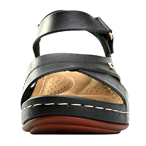 Alexis Leroy Sandalias Abiertas con Plantilla Acolchada para Mujer Negro 40 EU / 7 UK Alexis Leroy Sandalias Abiertas con Plantilla Acolchada para Mujer Negro 40 EU / 7 UK