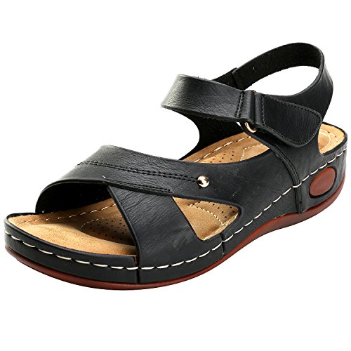 Alexis Leroy Sandalias Abiertas con Plantilla Acolchada para Mujer Negro 40 EU / 7 UK Alexis Leroy Sandalias Abiertas con Plantilla Acolchada para Mujer Negro 40 EU / 7 UK