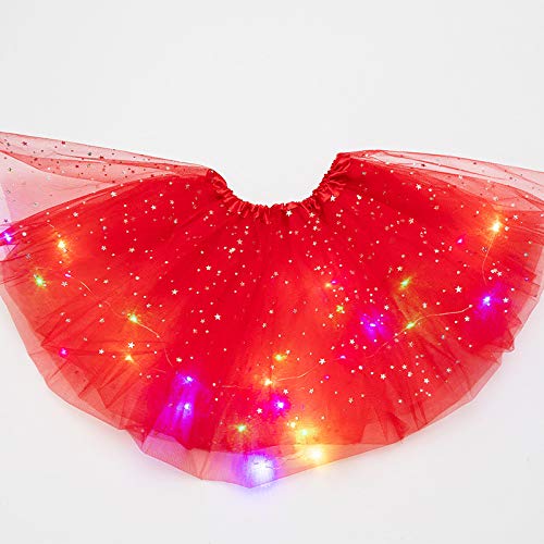 Alexsix LED Dancing Skirt, Girl Tutu Skirts,Magic Light Princess LED Dancing Skirt Luminous Christmas Party Stage Cute Tulle Ballet Children Girl Costume