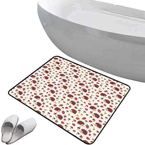 Alfombra de baño antideslizante de felpudo Seta Alfombrilla goma antideslizante Lindo patrón inspirado en otoño con elementos naturales,erizos,bellotas y manzanas decorativas,multicolor,Interior/Exter Alfombra de baño antideslizante de felpudo Seta Alfombrilla goma antideslizante Lindo patrón inspirado en otoño con elementos naturales,erizos,bellotas y manzanas decorativas,multicolor,Interior/Exter