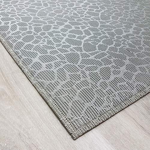 Alfombra de Salón Vinílica Trenzada Color Gris Plata Jaspeado Natural Terminación Cosido Fino y Tamaño de 120x170