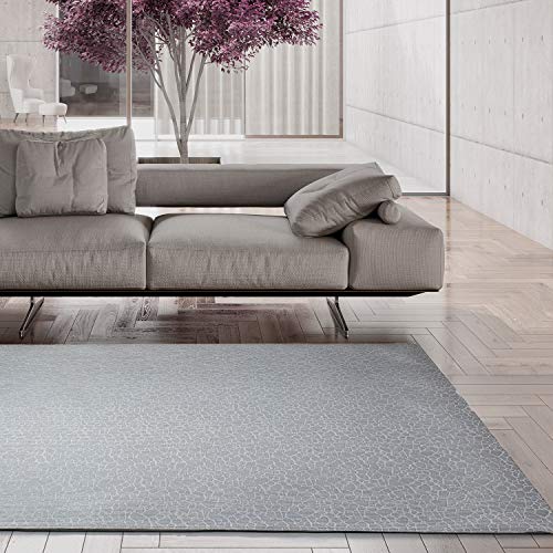 Alfombra de Salón Vinílica Trenzada Color Gris Plata Jaspeado Natural Terminación Cosido Fino y Tamaño de 120x170