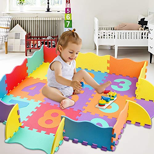 Alfombra Puzzle para Niños Infantil swonuk Números Alfombra Gateo Bebe en Espuma EVA, 25 Piezas (120 * 120 cm)