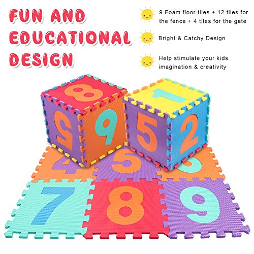 Alfombra Puzzle para Niños Infantil swonuk Números Alfombra Gateo Bebe en Espuma EVA, 25 Piezas (120 * 120 cm)
