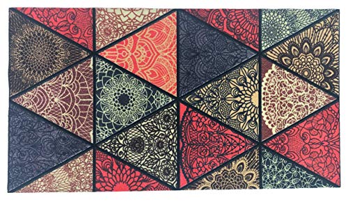 Alfombra Salón&Dormitorio Fibra de Poliester Fregable Antideslizante Triangulos (60X110cm) Alfombra Salón&Dormitorio Fibra de Poliester Fregable Antideslizante Triangulos (60X110cm)