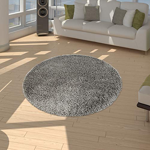 Alfombra Shaggy De Pelo Alto Y Largo Gran Espesor del Hilo En Gris Brillante Liso, tamaño:160x220 cm