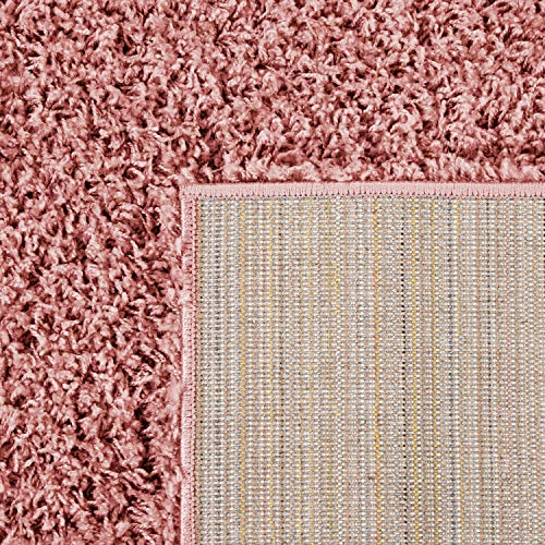 Alfombra Shaggy De Pelo Alto Y Largo Gran Espesor del Hilo En Rosa Pastel Liso, tamaño:160x220 cm