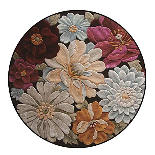 Alfombras Redondas Vendimia Flor Estereo 3D Terciopelo Suave para Sala Habitación Alfombra del Piso Decoración del Hogar Fácil De Limpiar (Size : Diametre:160cm)