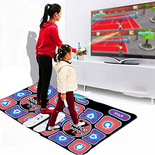 Alfombrilla de baile doble,alfombrilla de juego inalámbrica,antideslizante, alfombrillas con sensor de pasos, juego multifunción,máquina de aprendizaje de baile con 2 controladores,adecuada