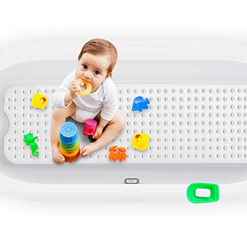 Alfombrilla de Baño, Extralargo Alfombra para Bañera Antideslizante con 200 Potentes Ventosas, Antibacterial,Resistente al Moho, Lavable a Máquina, para Niños Ancianos (100*40cm, Blanco transparente) Alfombrilla de Baño, Extralargo Alfombra para Bañera Antideslizante con 200 Potentes Ventosas, Antibacterial,Resistente al Moho, Lavable a Máquina, para Niños Ancianos (100*40cm, Blanco transparente)