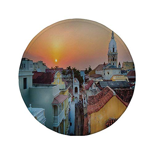 Alfombrilla de ratón Redonda de Goma Antideslizante Puesta de Sol Vista sobre los tejados de la Ciudad Vieja Catedral de Cartagena Costa Colombiana Cuadro Decorativo Multicolor 7.9"x7.9"x3MM Alfombrilla de ratón Redonda de Goma Antideslizante Puesta de Sol Vista sobre los tejados de la Ciudad Vieja Catedral de Cartagena Costa Colombiana Cuadro Decorativo Multicolor 7.9"x7.9"x3MM