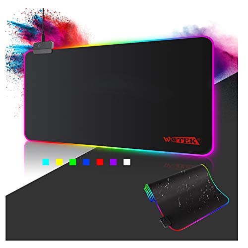 Alfombrilla de Ratón RGB, (800×300×4mm) 7 Colores con 14 Modos de Luz , Alfombrilla Gaming Extra Grande Base de Goma Antideslizante y Superficie Suave Resistente al Agua para Gamers, PC y Portátil Alfombrilla de Ratón RGB, (800×300×4mm) 7 Colores con 14 Modos de Luz , Alfombrilla Gaming Extra Grande Base de Goma Antideslizante y Superficie Suave Resistente al Agua para Gamers, PC y Portátil