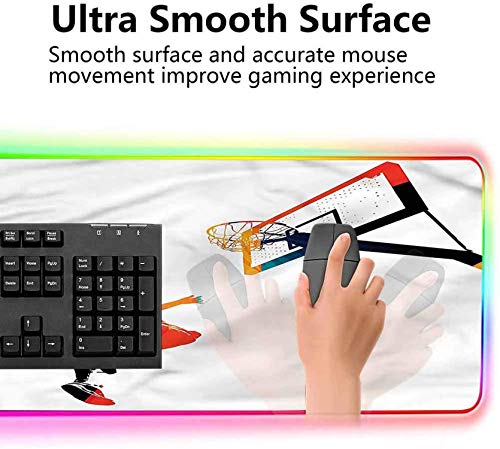 Alfombrilla de ratón suave RGB para juegos, grande, deportiva, con silueta de contraste, alfombrilla de ratón de alto rendimiento optimizada para sensores de juegos