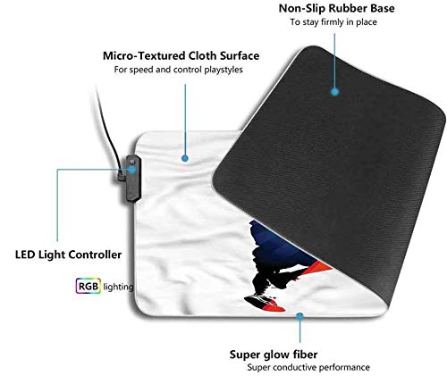 Alfombrilla de ratón suave RGB para juegos, grande, deportiva, con silueta de contraste, alfombrilla de ratón de alto rendimiento optimizada para sensores de juegos
